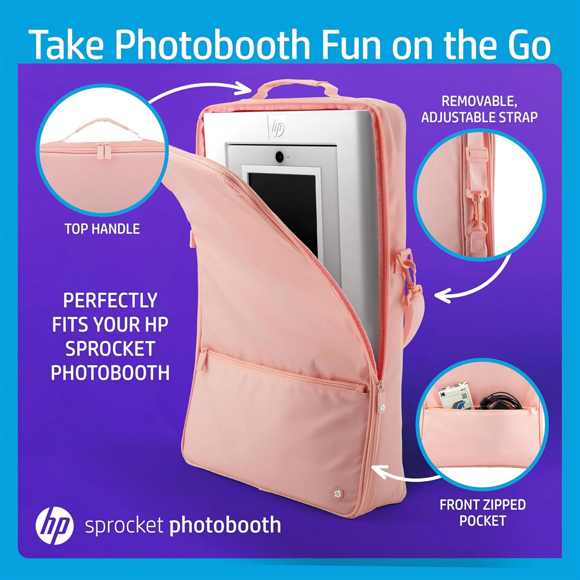 HP Sprocket Photobooth 3x4" Photo Printer (Pink) Bundle w/Zink Paper, Case, Screen Protector & More - Image 5