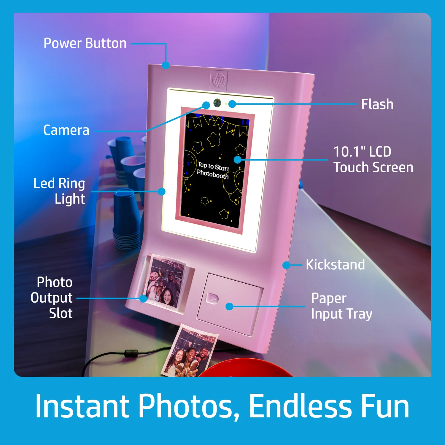 HP Sprocket Photobooth Instant 3x4” Color Photo Printer (Pink) - Image 5