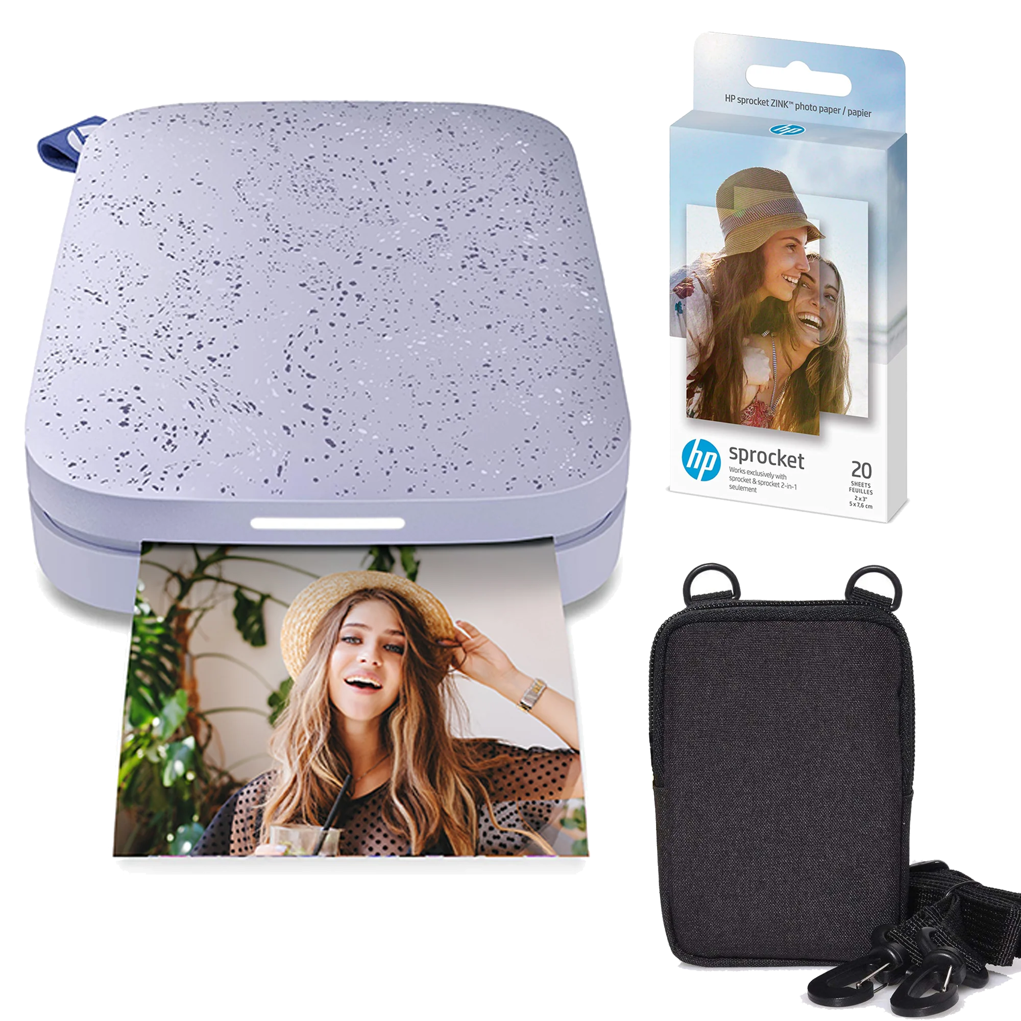 HP Sprocket Portable 2x3" Instant Photo Printer (Lilac) Zink Paper Bundle